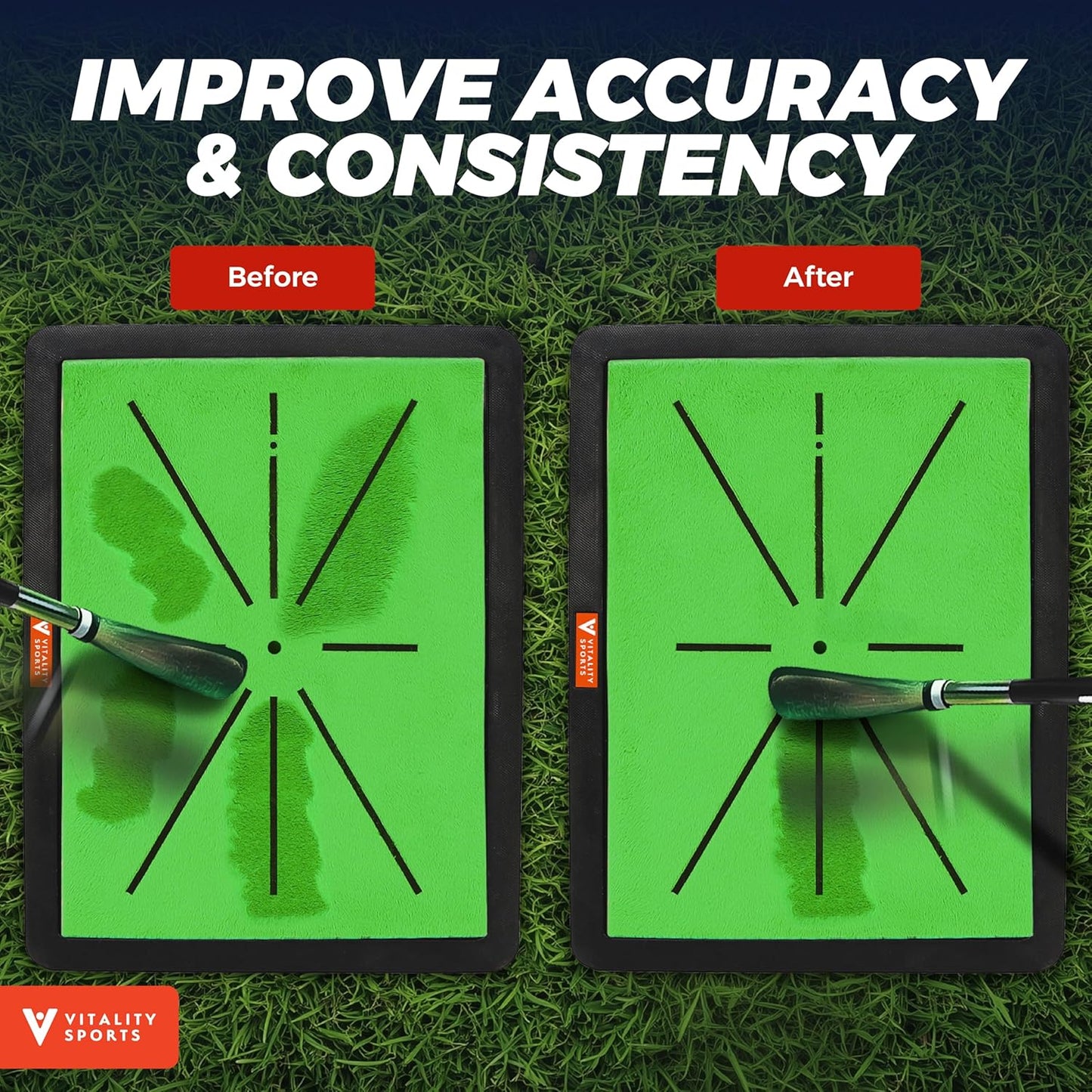 Premium Golf Hitting Mat - Golf Swing Path Trainer & Divot Board, Outdoor Indoor Practice Mat, Golf Swing Detection & Training Impact Mat for Golfers.