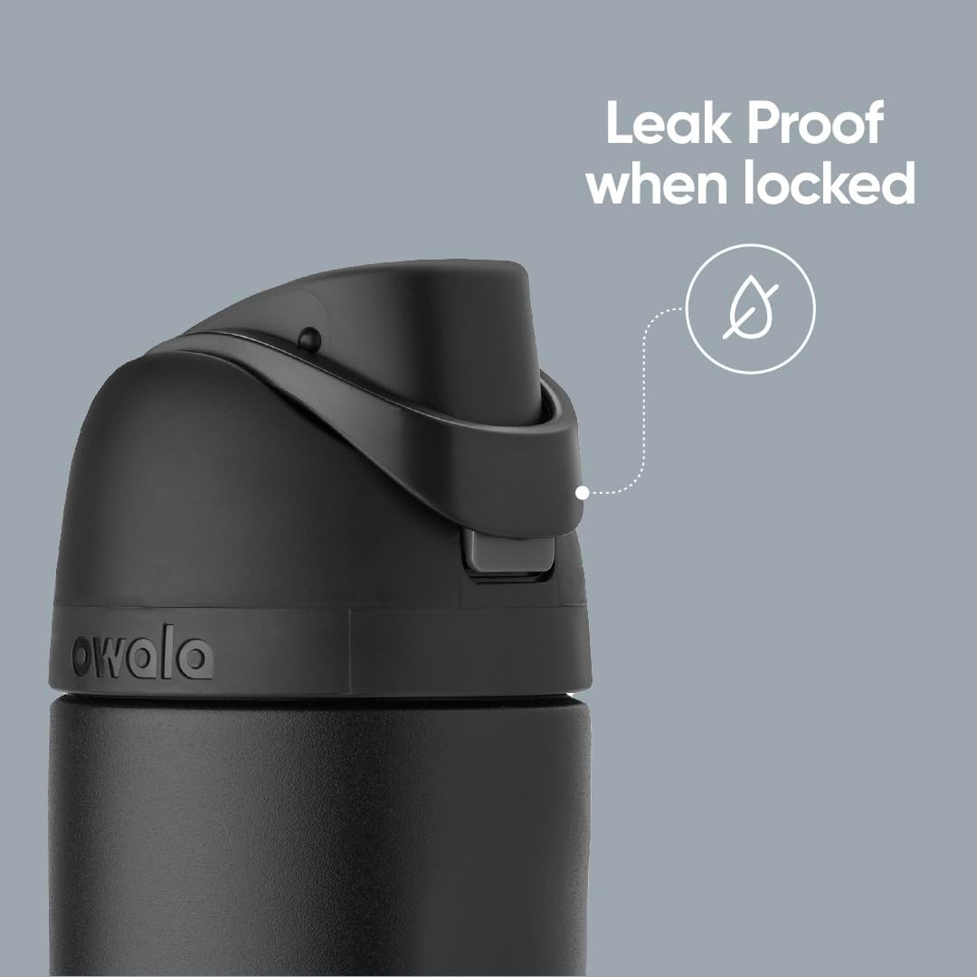 Owala Freesip Insulated Stainless Steel Water Bottle with Straw for Sports and Travel, Bpa-Free, 24-Oz, Very, Very Dark