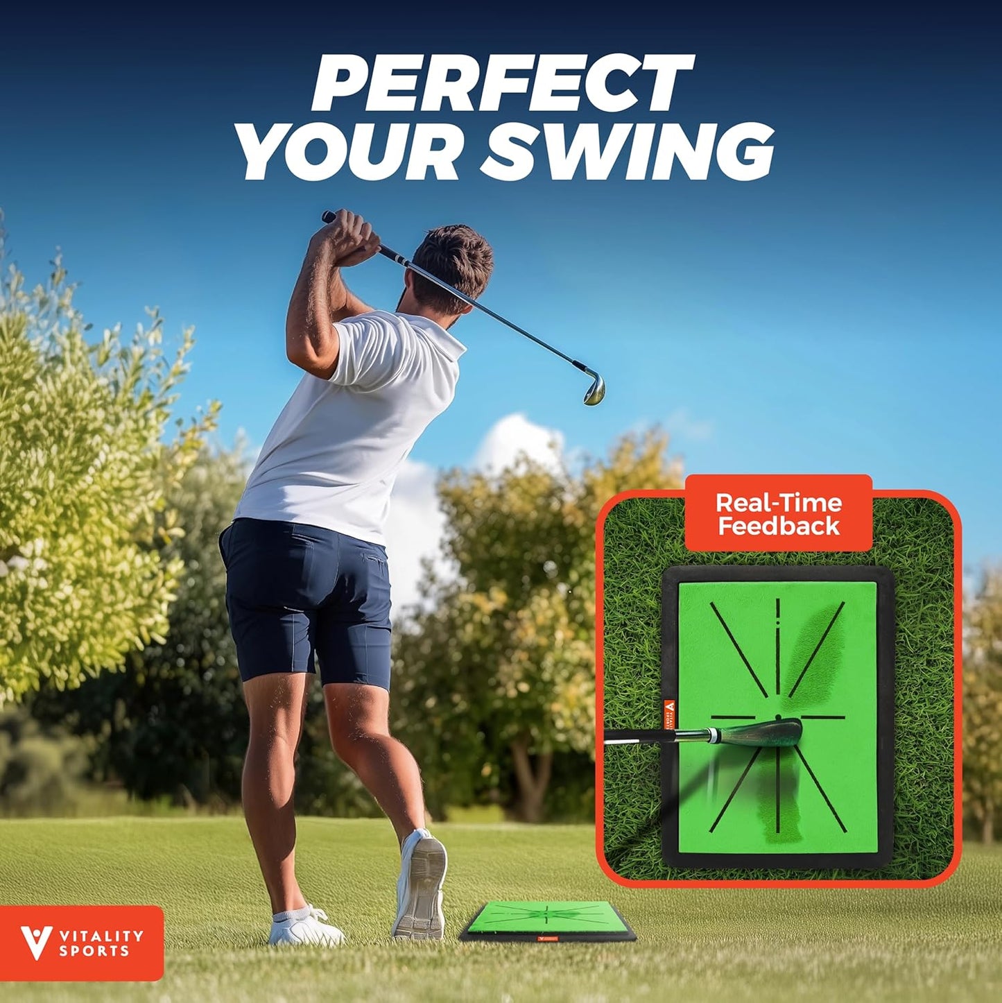 Premium Golf Hitting Mat - Golf Swing Path Trainer & Divot Board, Outdoor Indoor Practice Mat, Golf Swing Detection & Training Impact Mat for Golfers.