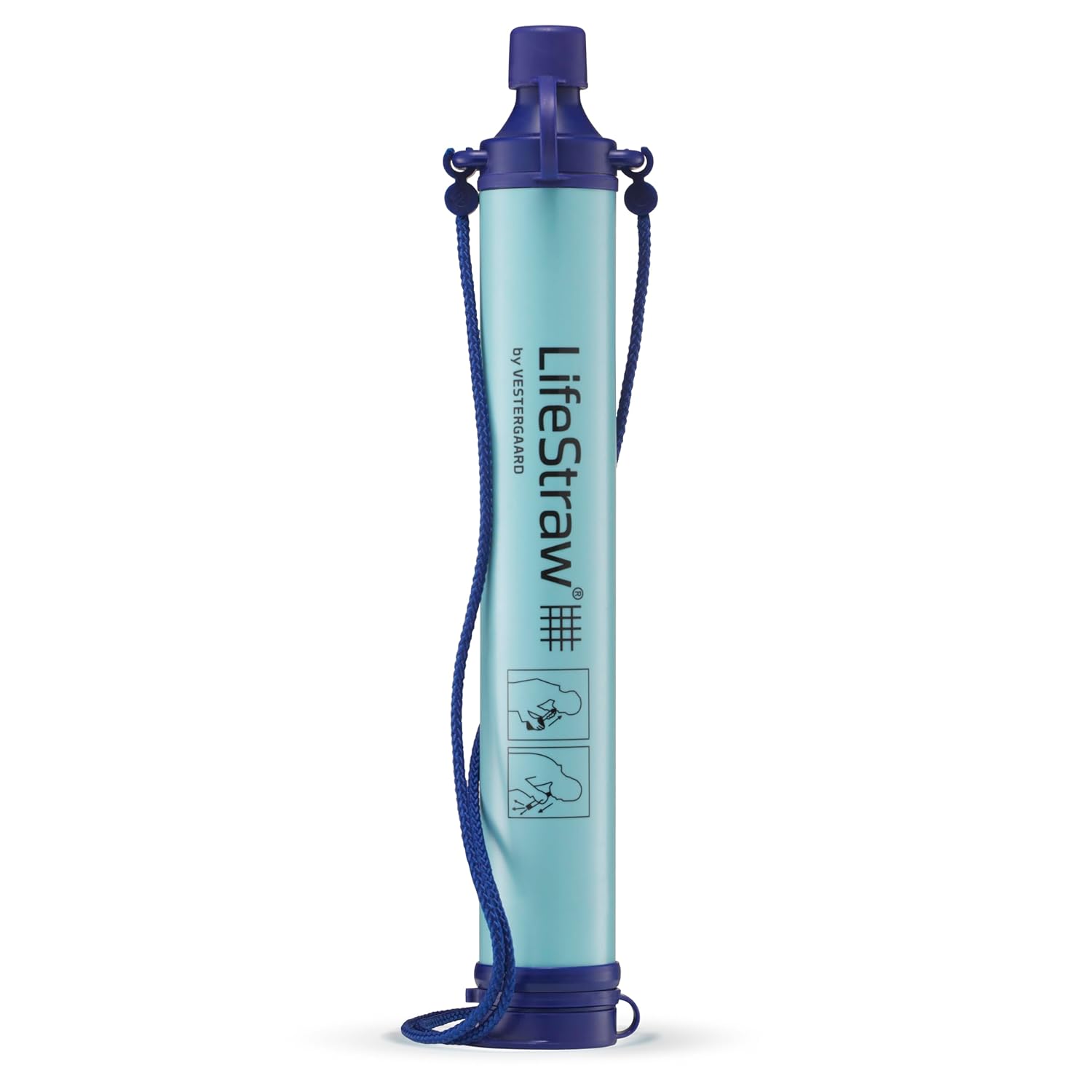 Lifestraw Personal Water Filter for Hiking, Camping, Travel, and Emergency Preparedness, Blue, Stocking Stuffers, for Men and Women