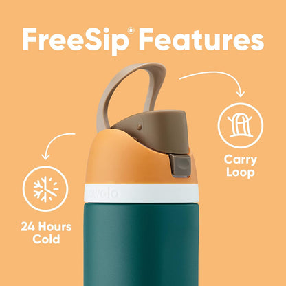 Owala Freesip Insulated Stainless Steel Water Bottle with Straw for Sports and Travel, Bpa-Free, 24-Oz, Very, Very Dark
