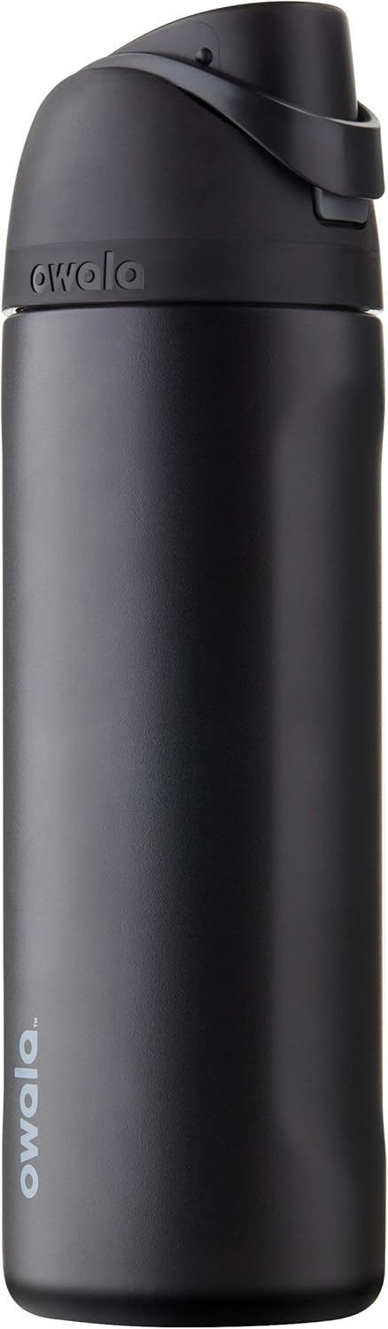 Owala Freesip Insulated Stainless Steel Water Bottle with Straw for Sports and Travel, Bpa-Free, 24-Oz, Very, Very Dark