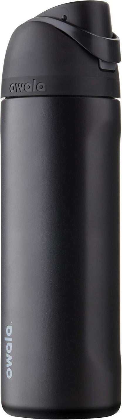 Owala Freesip Insulated Stainless Steel Water Bottle with Straw for Sports and Travel, Bpa-Free, 24-Oz, Very, Very Dark