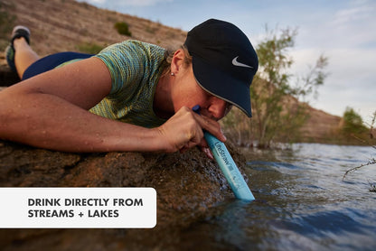Lifestraw Personal Water Filter for Hiking, Camping, Travel, and Emergency Preparedness, Blue, Stocking Stuffers, for Men and Women