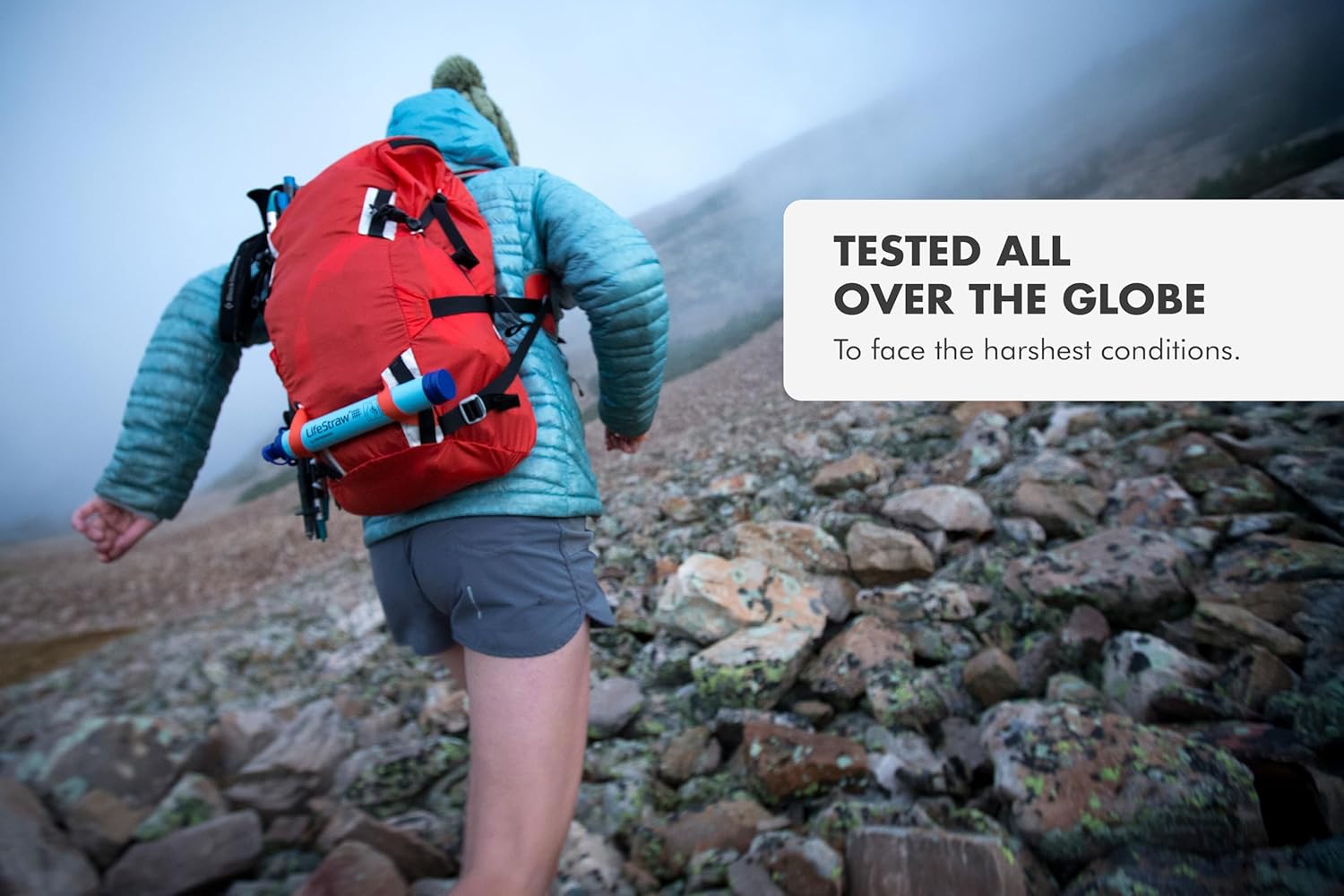 Lifestraw Personal Water Filter for Hiking, Camping, Travel, and Emergency Preparedness, Blue, Stocking Stuffers, for Men and Women