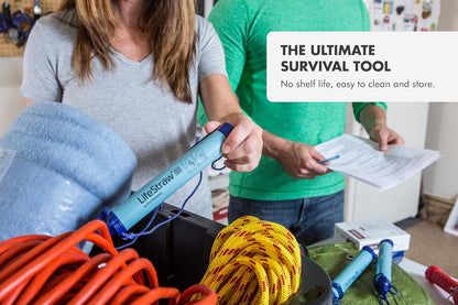 Lifestraw Personal Water Filter for Hiking, Camping, Travel, and Emergency Preparedness, Blue, Stocking Stuffers, for Men and Women